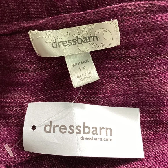 NWT DRESS BARN WOMAN 1X MELANGE PLUM CROCHET SWEATER VEST V-NECK PULLOVER - Picture 11 of 11